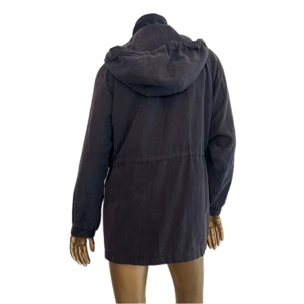 Y2K London Fog Slate Greyish blue Hooded Utility Jacket size M petite